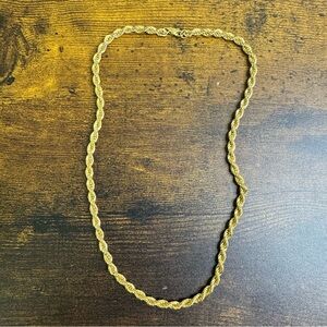 Gold Tone Rope Chain Necklace 19”